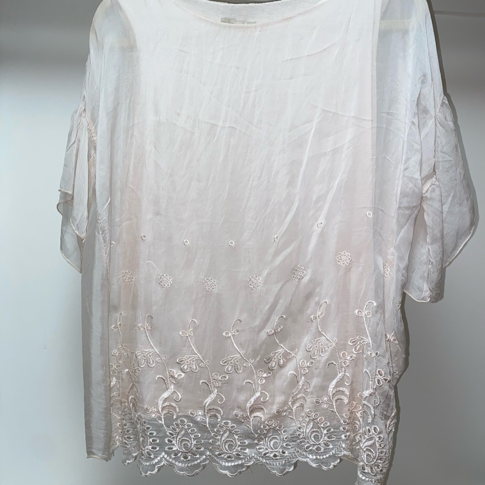 Baby pink, silk, size medium blouse, made in Italy